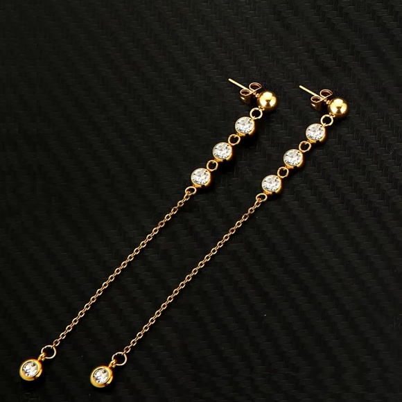 Elegant 18KT Crystal Y Drop Necklace Set